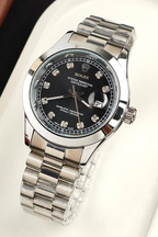 Rolex Watch – silver with black Dial