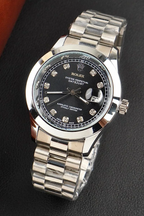 Rolex Watch – silver with black Dial