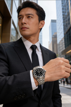 Rolex Watch – silver with black Dial