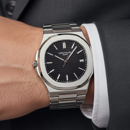 Patek Philippe Nautilus – Silver Chain Black & White Dial